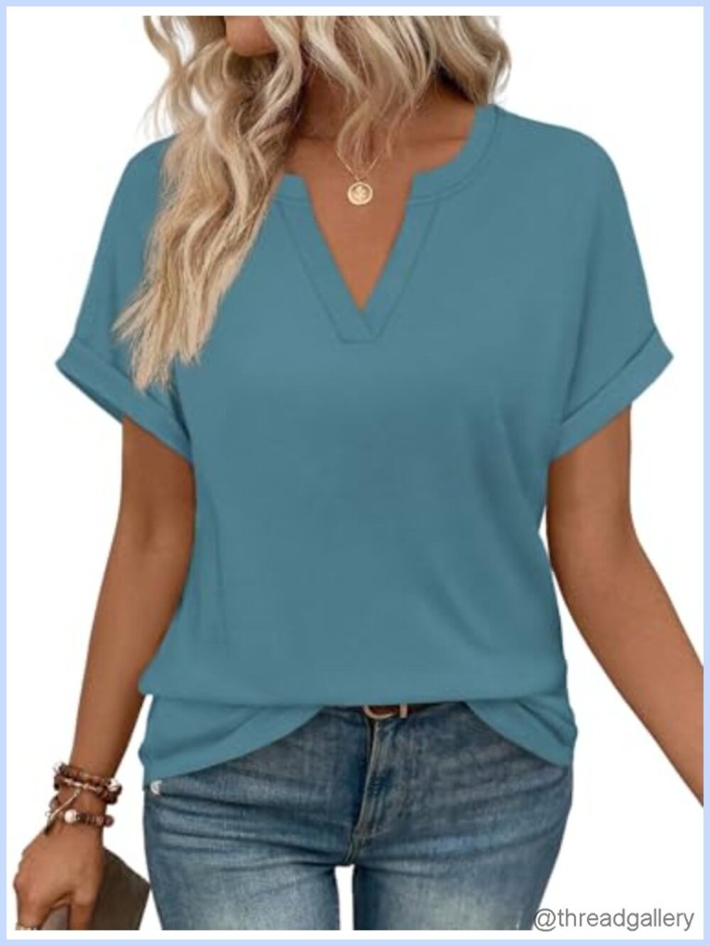 Womens Short Sleeve V-Neck Tunic Top Blouse Casual Summer Shirt